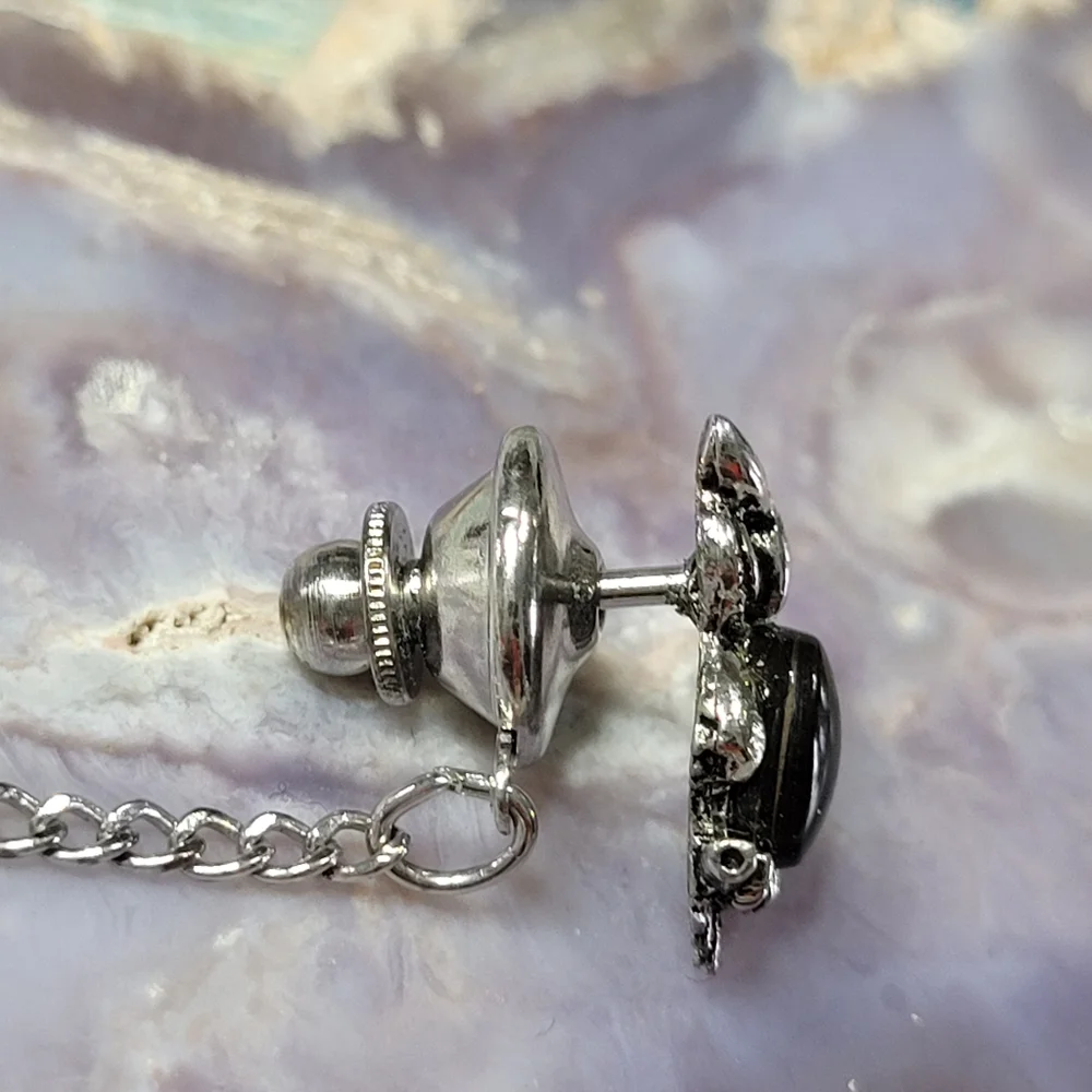 Silver Owl Tie Tack with Chain
